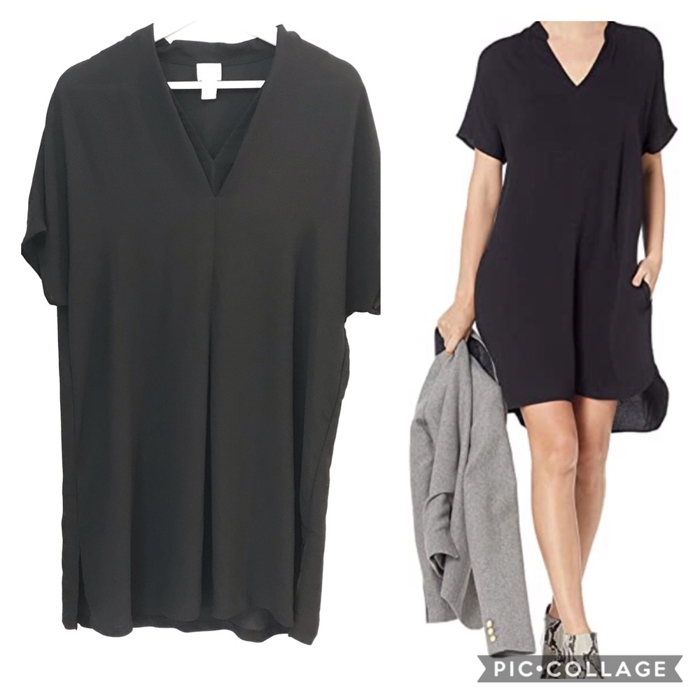 Chico’s swing flowy shirt dress sheer black Sz S